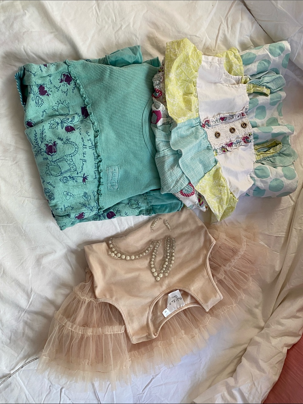 Girls' Mint & Pastel Dress Bundle with Blush Tulle Tutu
